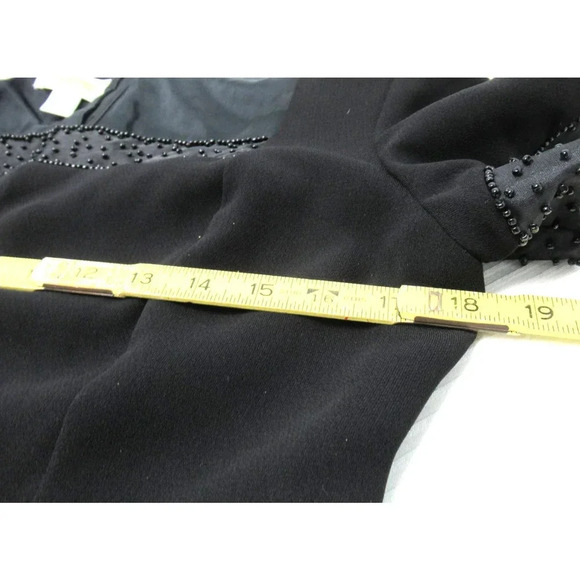 TALBOTS Women’s Petite Acrylic Short Sleeved Dress Beaded Black Size 8P - Picture 6 of 9
